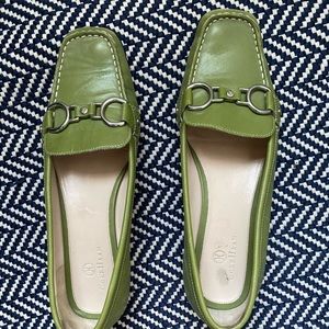#CostalGrandma Cole Hann green driving loafers